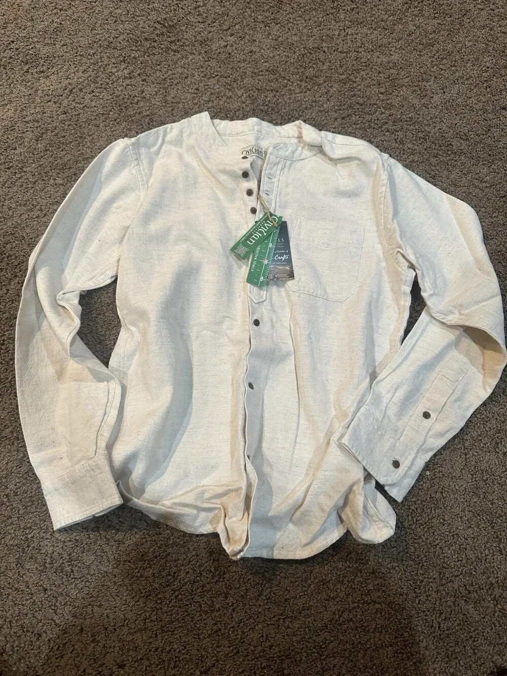 NWT Kids 11-12 Irish Linen Grandfather Shirt Stone Heritage